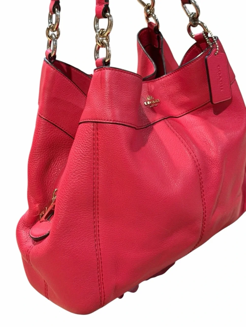 Coach Red Pebble Leather Lexy Shoulder Bag Purse F57545 - Picture 4 of 15